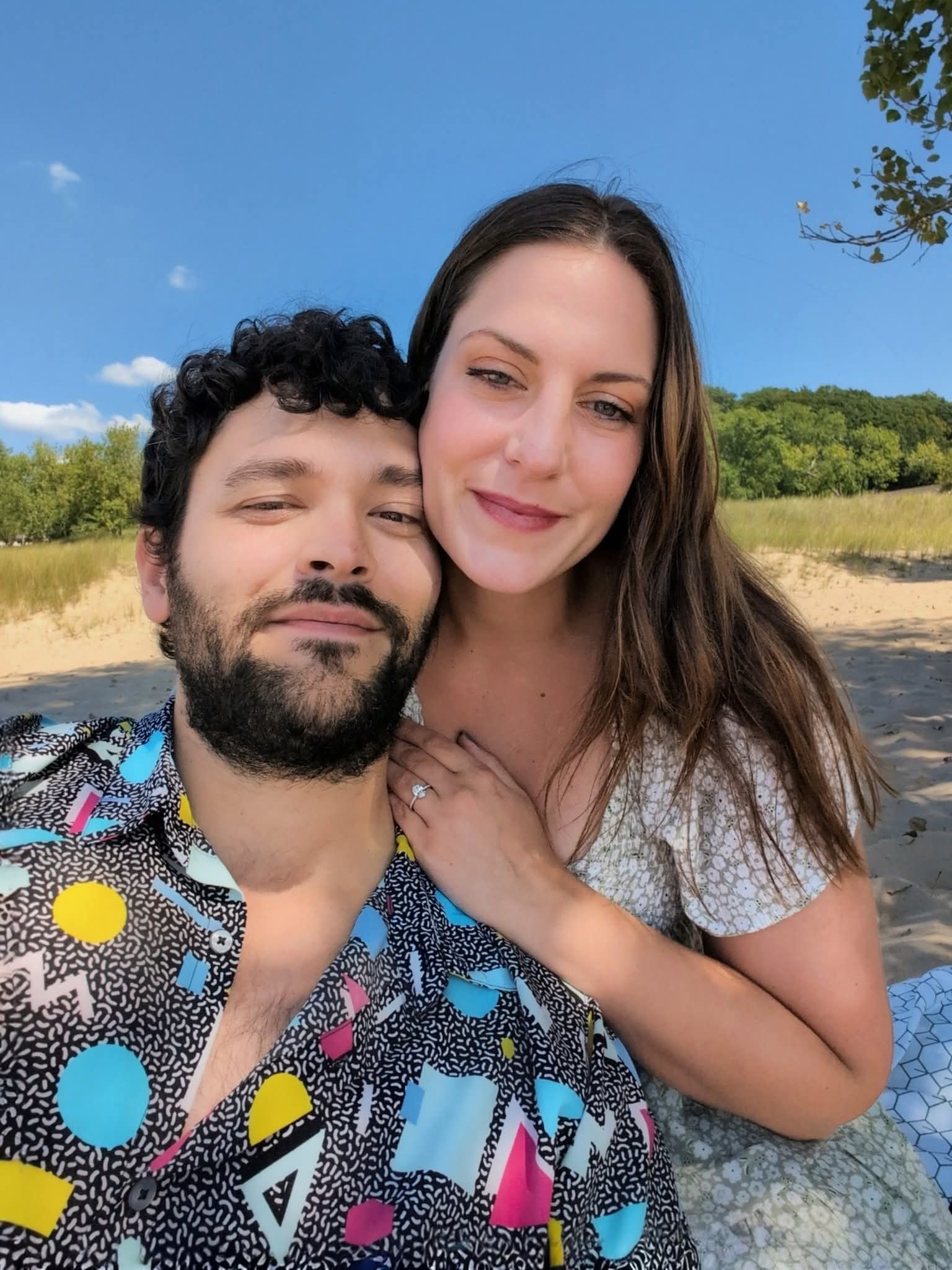 Beach couple selfie