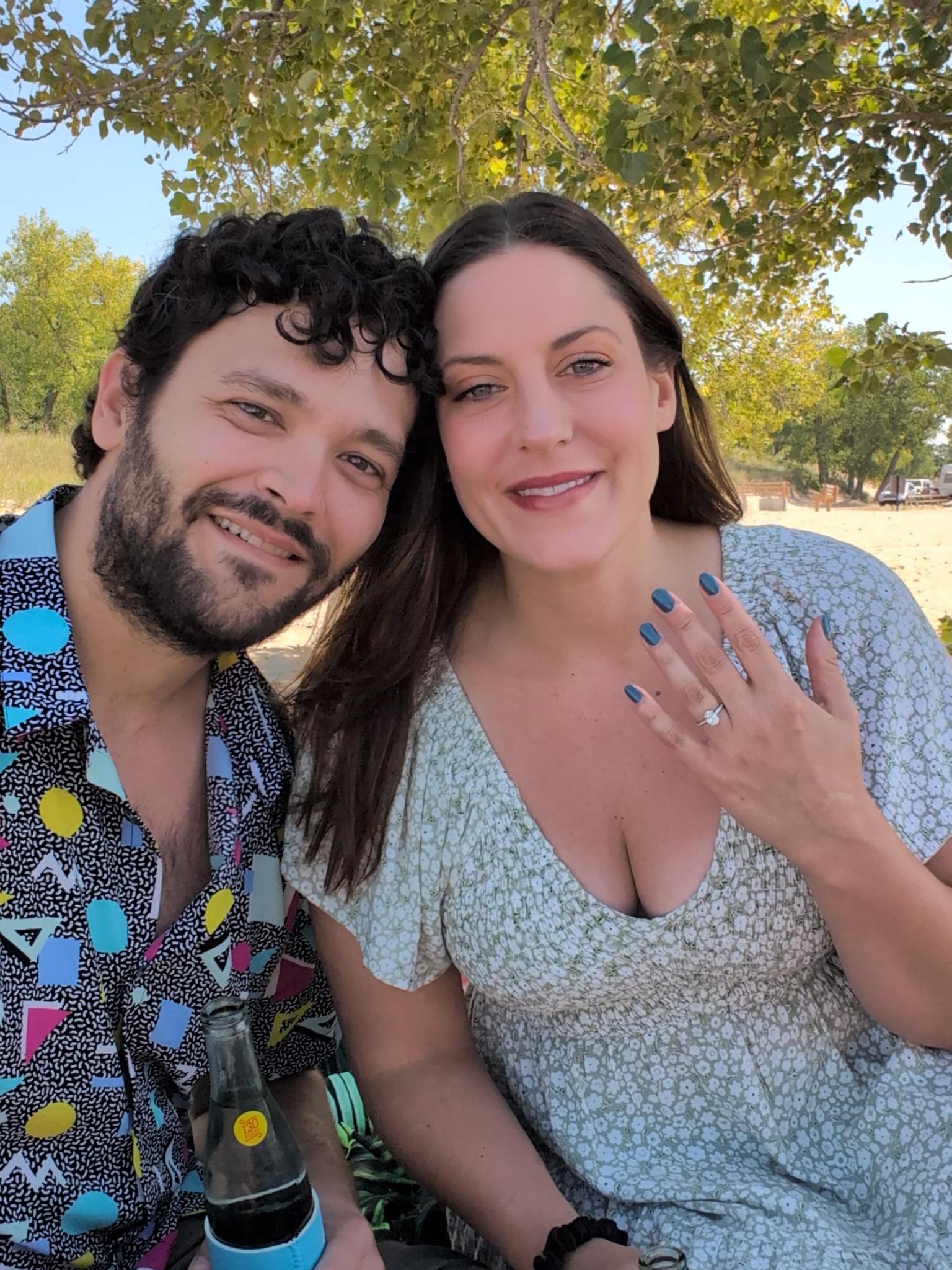 Engagement photo with ring